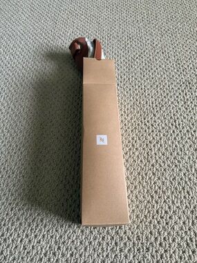 Nespresso Leather Strap apron - Tan and White